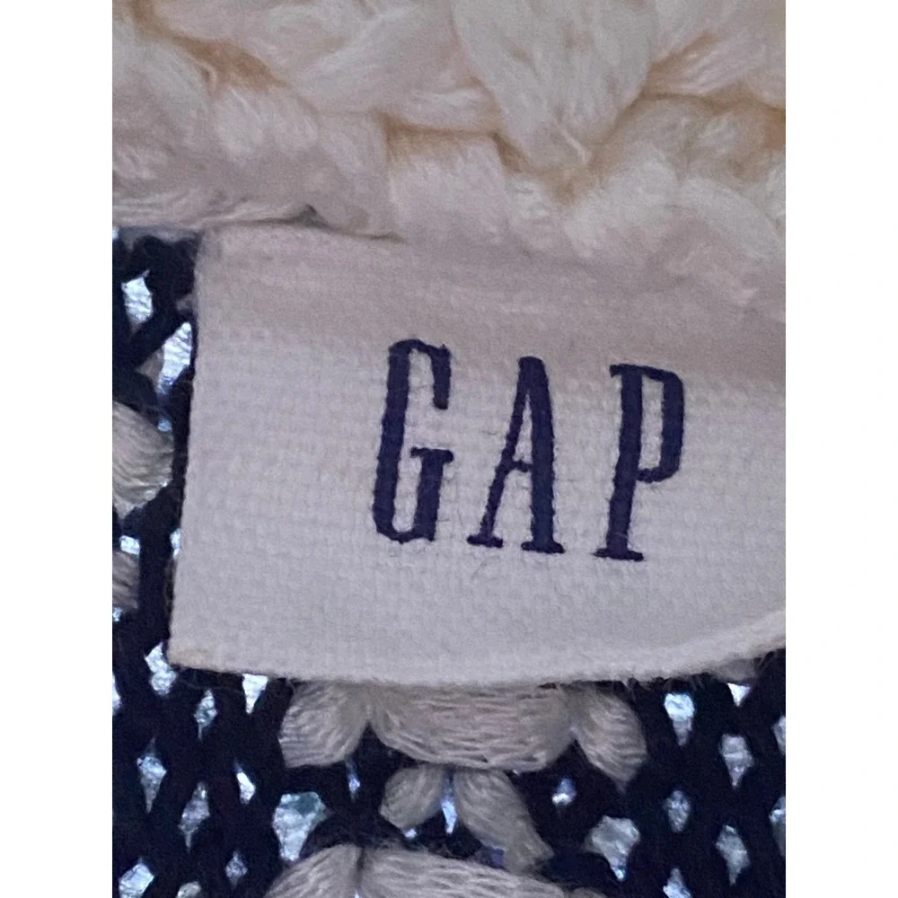Gap Open Cardigan Sweater Knit Size‎ XS/S Navy & Ivory Pattern Preppy